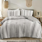 Hyde Lane Farmhouse Comforter Set Full/Queen Grey Cotton 3 Pieces HD10-0056