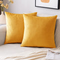 Emema Fall Gold Velvet Throw Pillow Covers 20X20 Inch Set Of 2 Decorative Square Pillowcase Soft Solid Cushion Case For Couch So