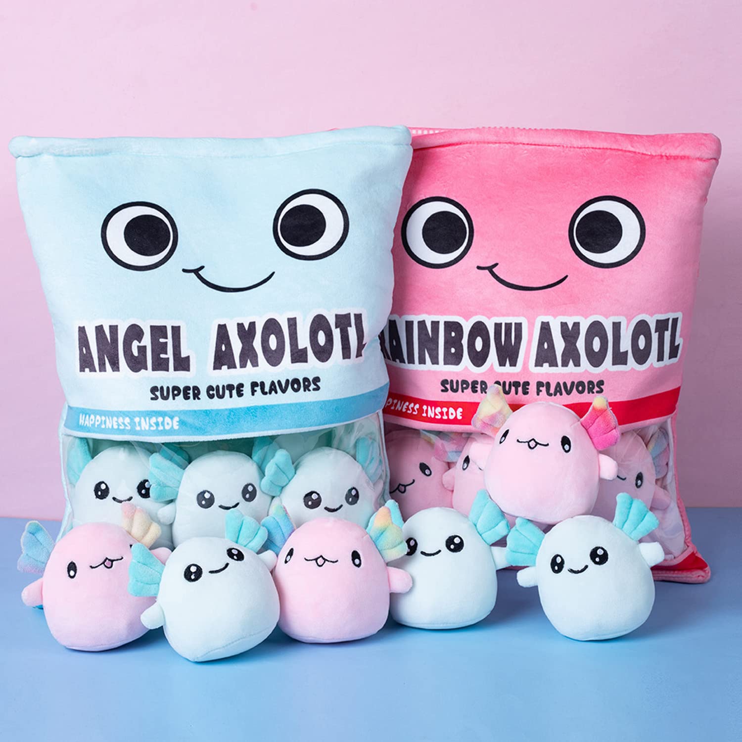 Refahb Cute Axolotl Plush Toy, Removable Salamander Animal Stuffed Plush Pillow, Kawaii Plush Cushion Toy Game For Kids, Girls,