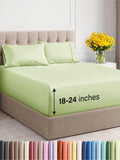 Extra Deep Pocket Queen Sheets - 4 Piece Breathable & Cooling Bed Sheets - Hotel Luxury Bed Sheet Set - Soft, Wrinkle Free & Comfy - Easily Fits Extra Deep Mattresses - Light Sage Green Sheets Set