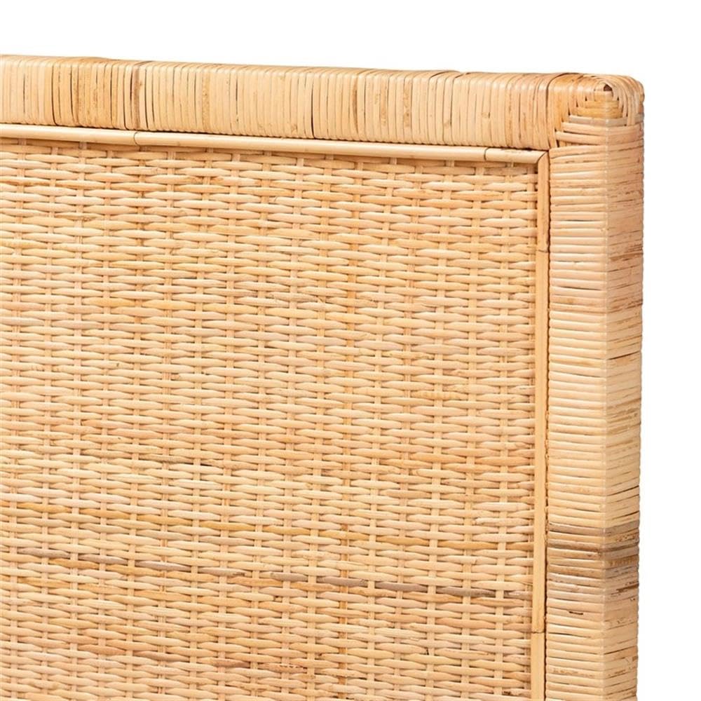 Baxton Studio Adelyn Rattan & Wood Queen Size Headboard in Brown