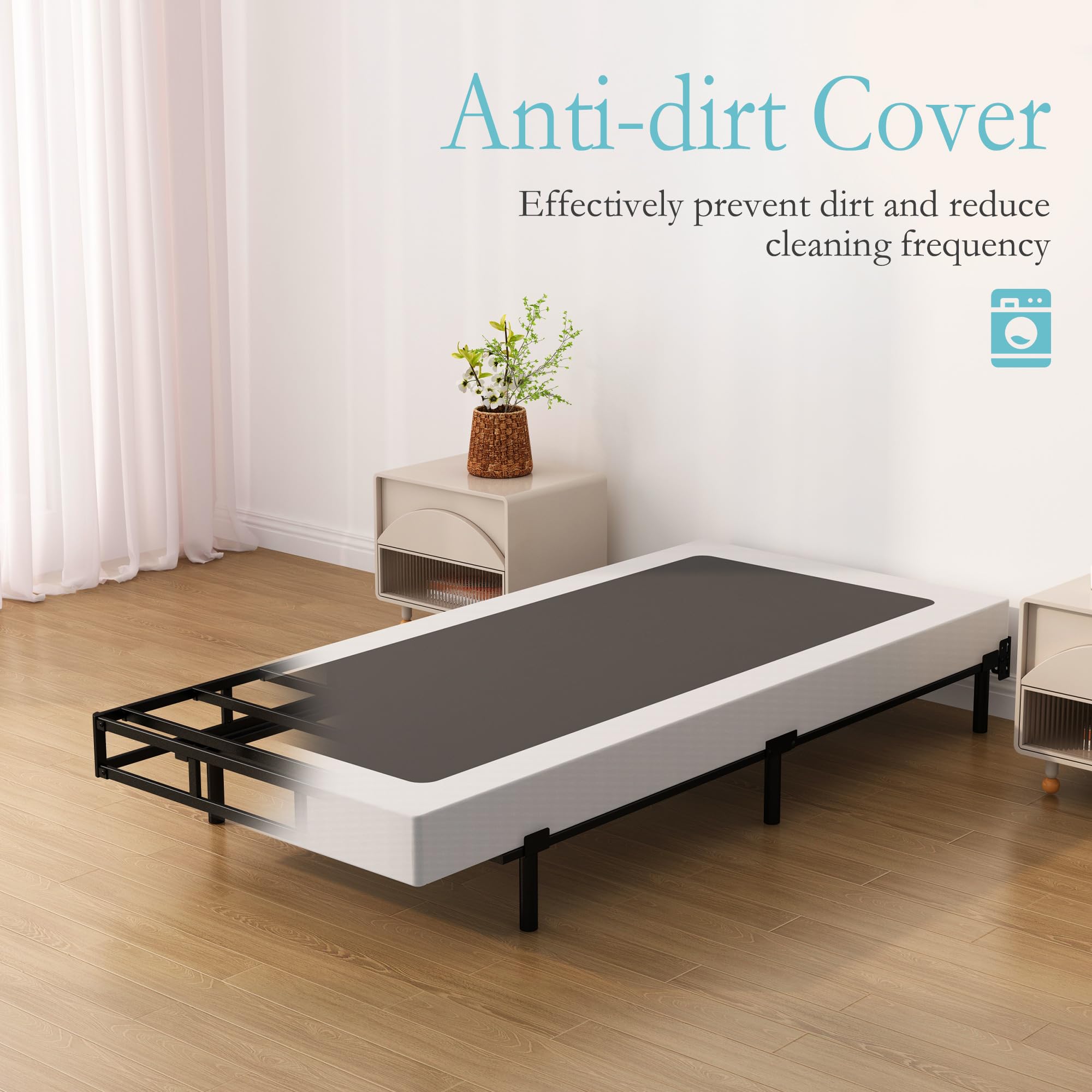 Upcanso 7 Inch Twin Box Spring Bed Base, Low Profile Metal Boxspring Twin With Fabric Cover, 2000 Lbs Max Weight Capacity Mattress Foundation, Noise-Free, Easy Assembly