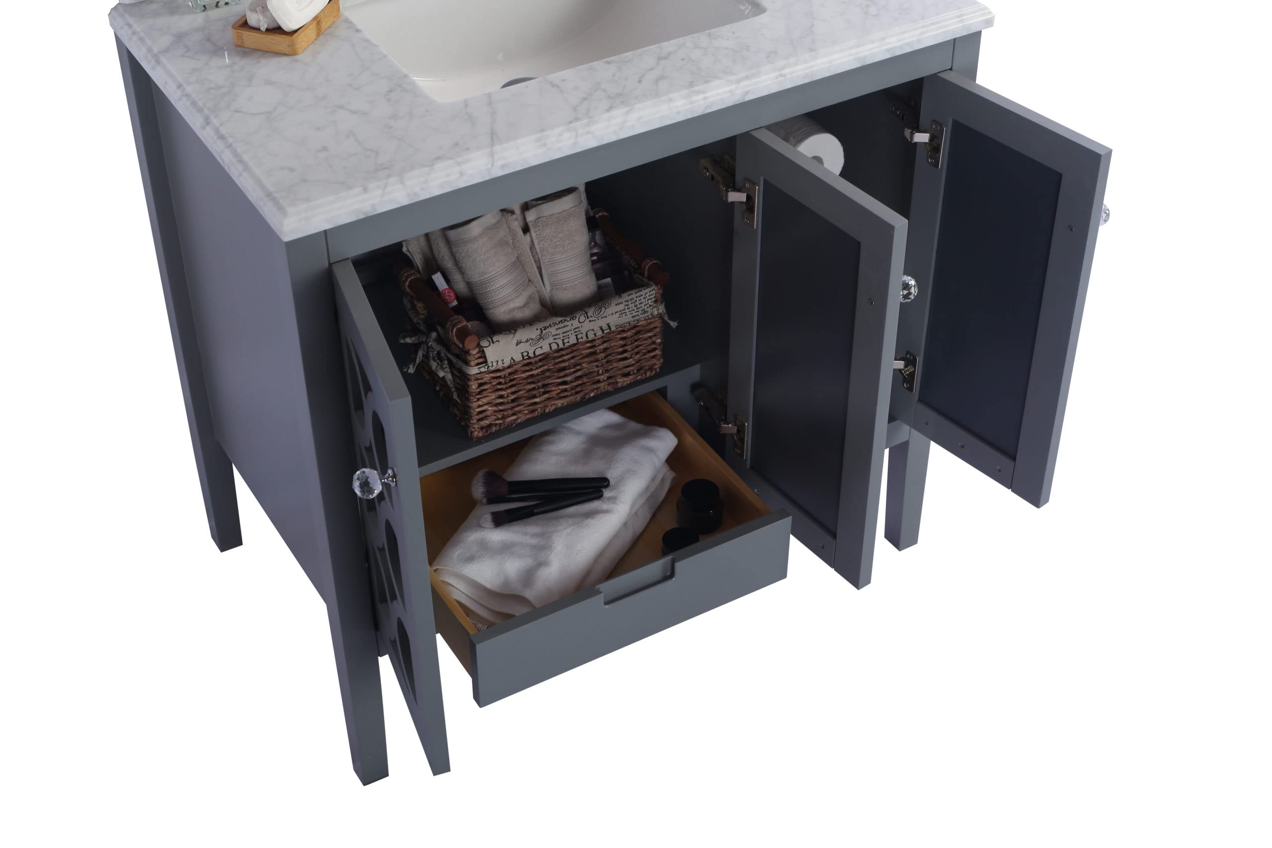 Laviva Mediterraneo - 36 - Grey Cabinet White Quartz Countertop