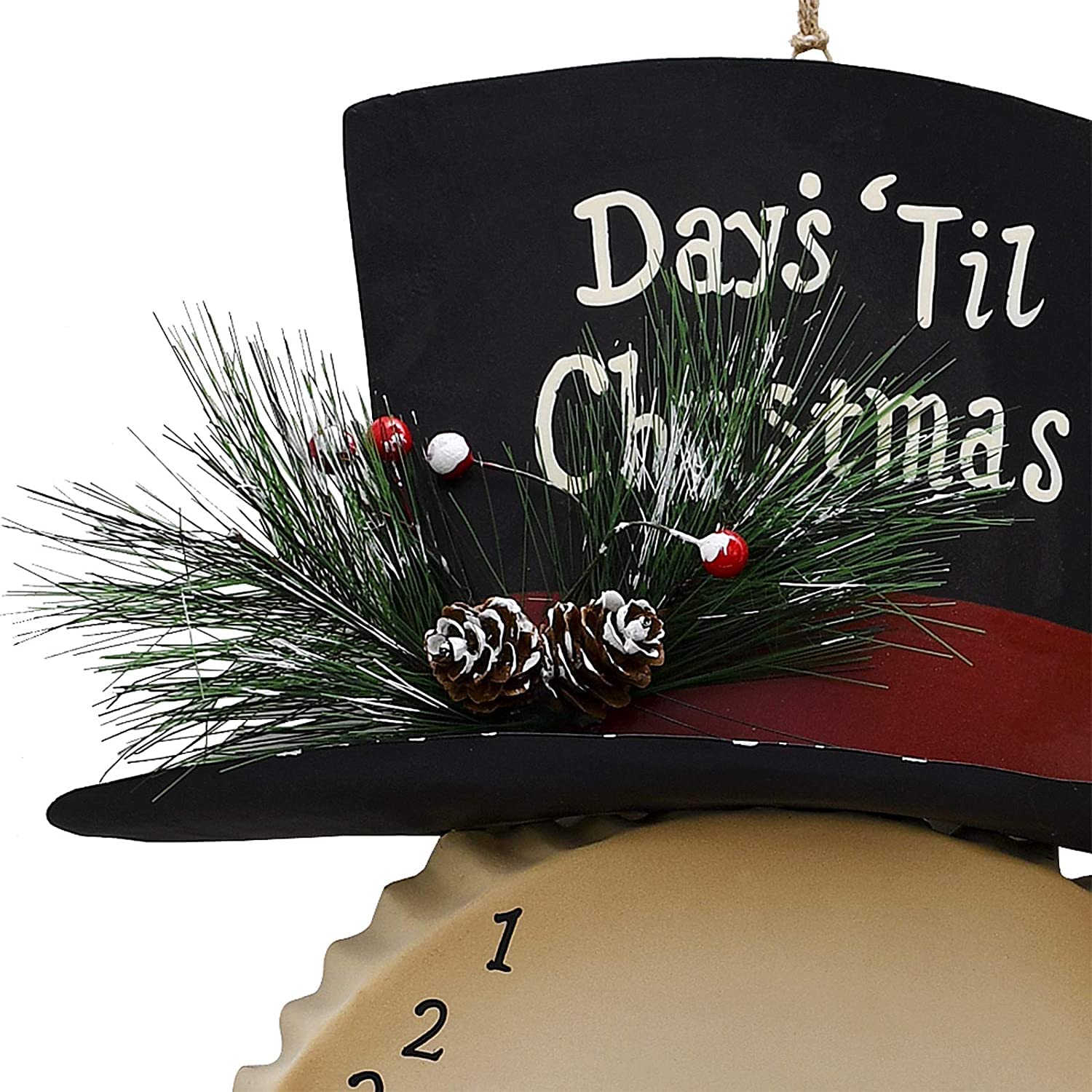 Morning View Metal Snowman Advent Calendar - 24 Days Countdown, Rustic 10x14 Inch, Red and White Wall Decor