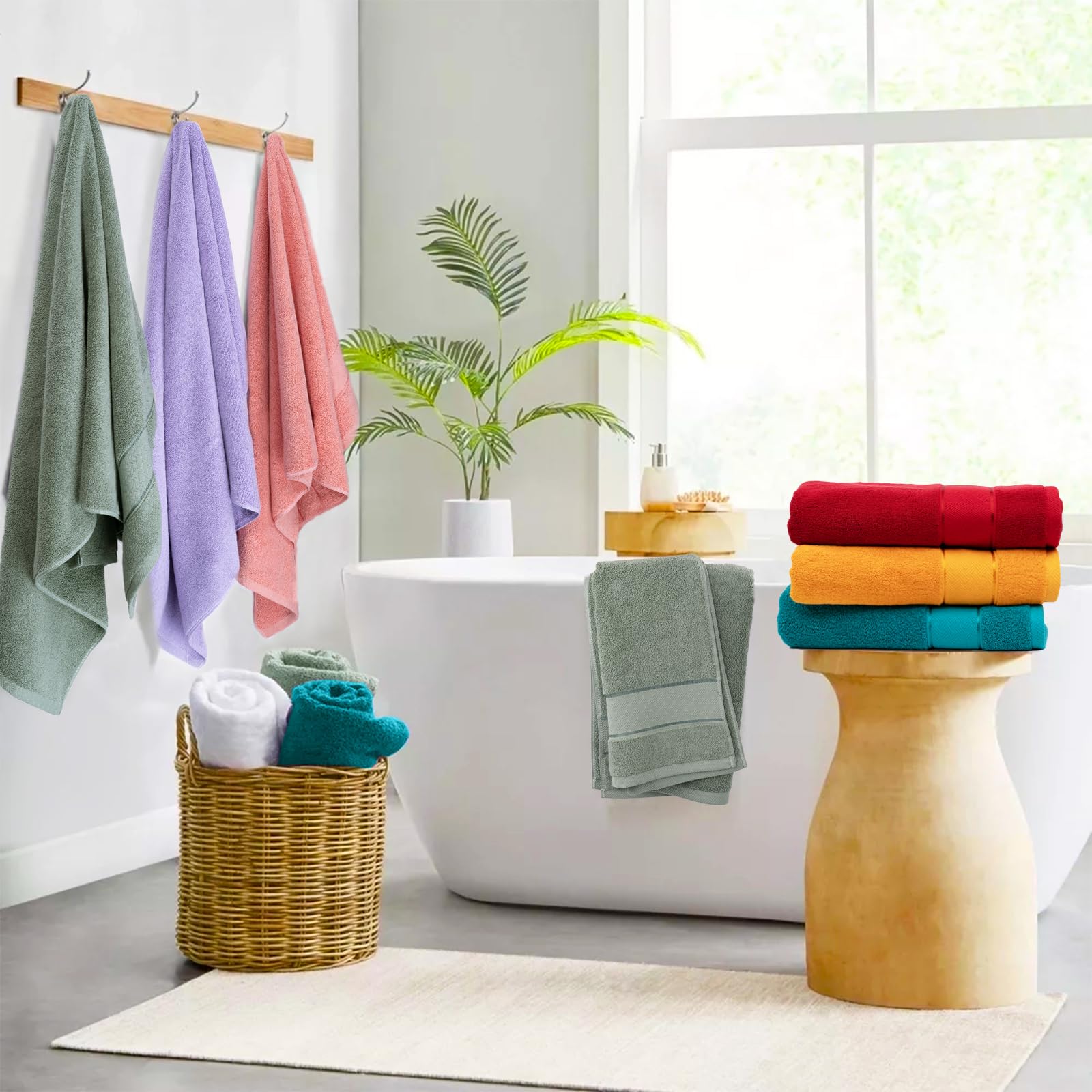 COZYART Turquoise Bath Towel Set 6 Piece 100% Turkish Cotton 650GSM Hotel Quality Soft Absorbent