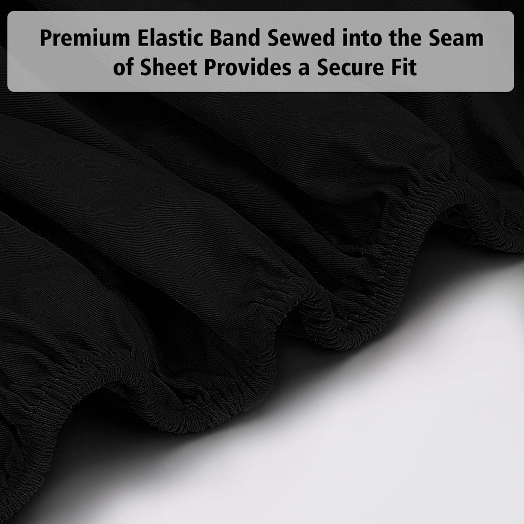 Lirex Fitted Sheet, Full Size 100% Egyptian Cotton 300 Thread Count Soft Breathable Fitted Sheet, 135X190Cm, Black