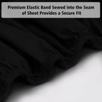 Lirex Fitted Sheet, Full Size 100% Egyptian Cotton 300 Thread Count Soft Breathable Fitted Sheet, 135X190Cm, Black