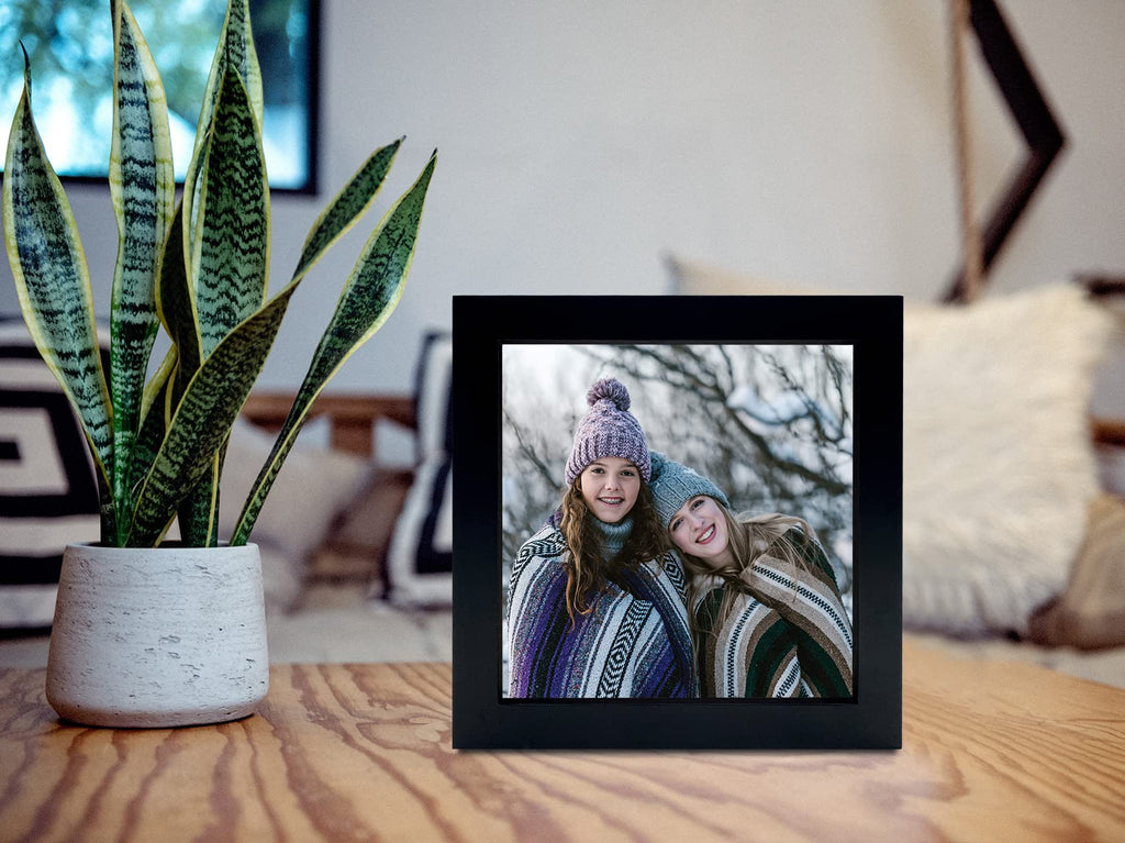 Lekaiya 6X6 Black Picture Frames Set Of 2, Square Solid Wood Photo Frame For Tabletop Or Wall Mounting