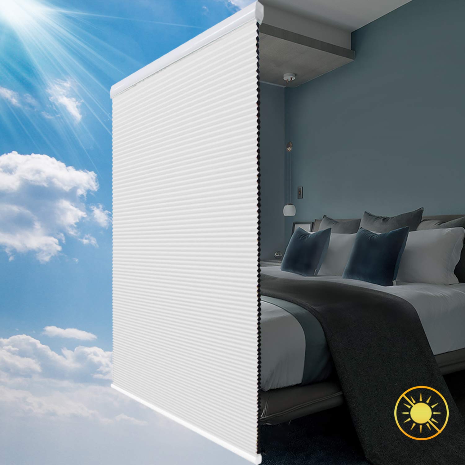 Blinds for Windows, Blackout Window Blinds and Shades for Home Bedroom Nursery, 46 inch Wide x 64 inch Long, White(Blackout)