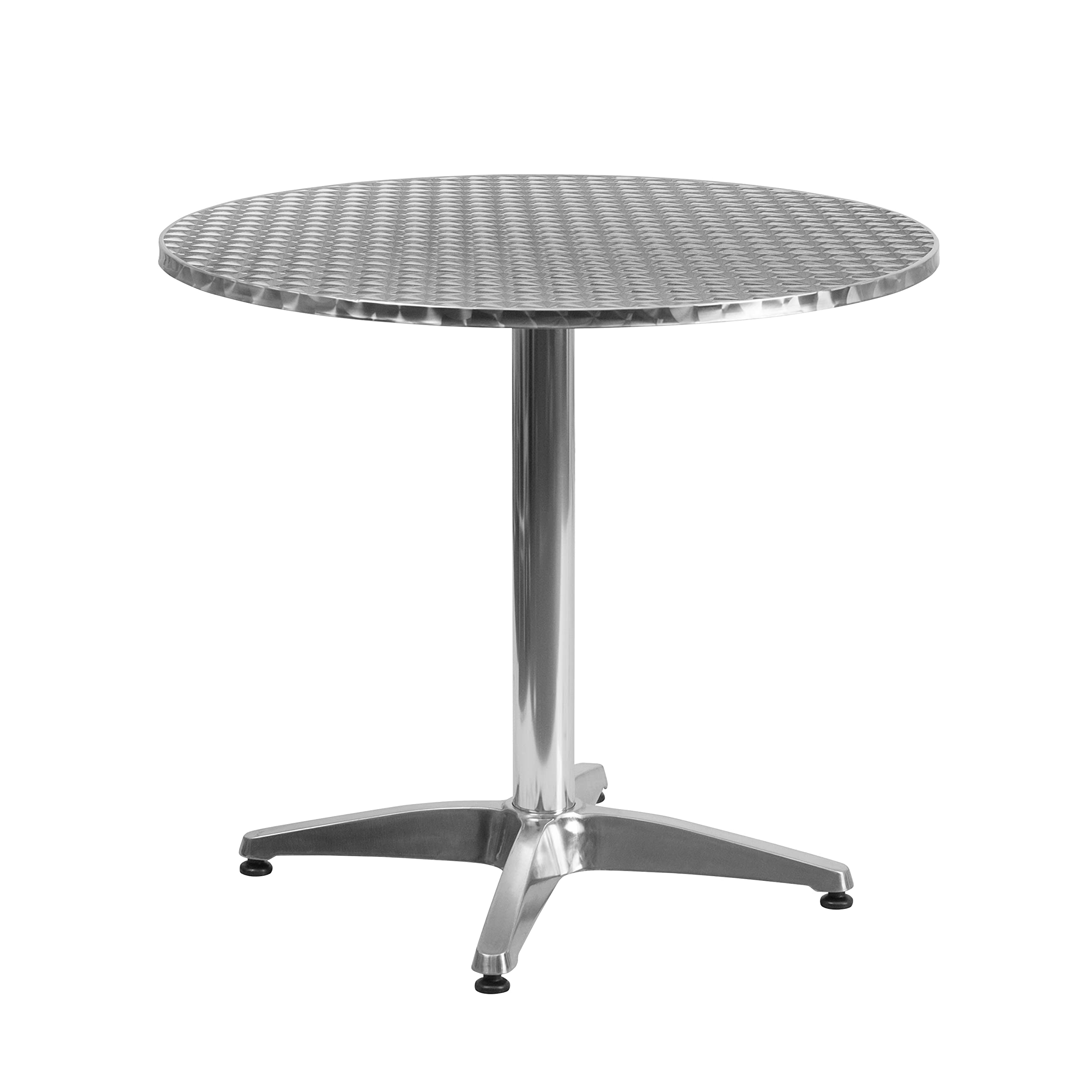 Flash Furniture Lila 31.5'' Round Aluminum Indoor-Outdoor Table Set with 2 Beige Rattan Chairs