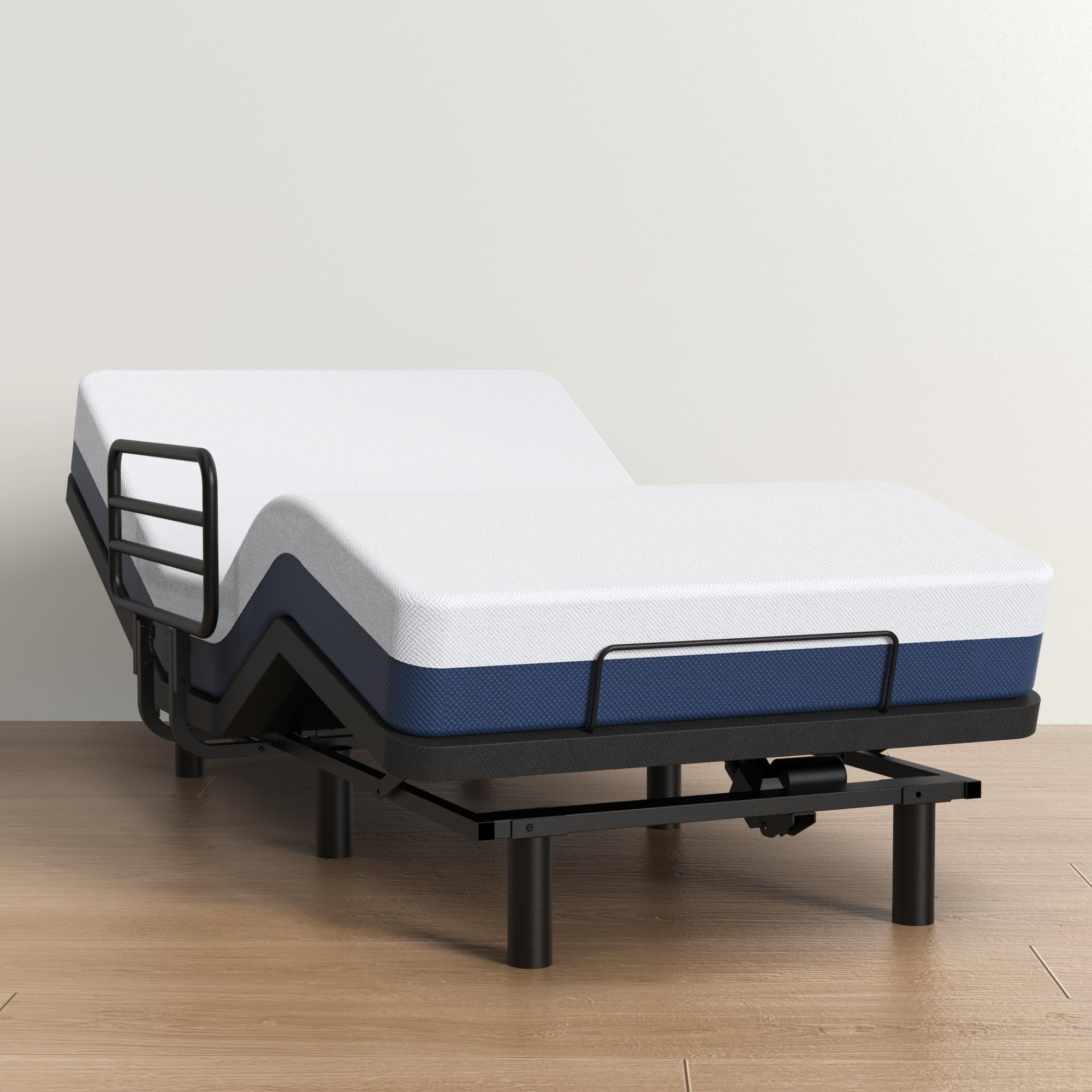 AbyssZen Adjustable Twin XL Bed Frame with One Side Rail, Electric Ergonomic Base for Comfort & Safety - Ideal for Seniors, Home