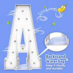 4Ft Marquee Light Up Letters - Cool White Light Up Letters E With Fixed Water Bag, Party Decoration Large Marquee Light Up Lette