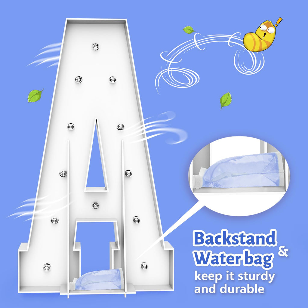 4Ft Marquee Light Up Numbers - Cool White Light Up Numbers 0 With Fixed Water Bag, Party Decoration Large Marquee Light Up Numbe