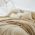 Wrensonge Beige Full Size Comforter, 7 Pieces Soft Full Size Comforter Sets- Full Comforter Fitted Sheet, Flat Sheet, 2 Pillow S