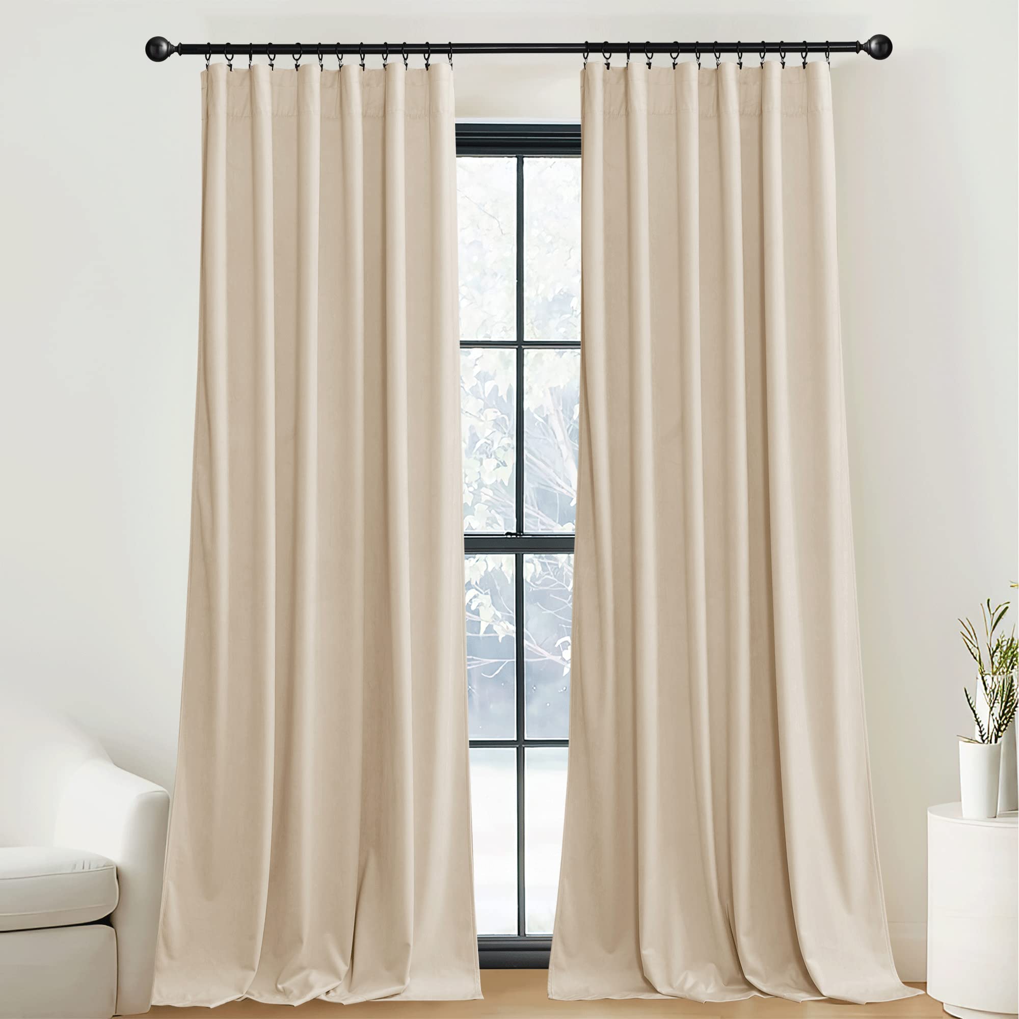 Nicetown Dusty Pink Velvet Curtains (2 Panels, 52-Inch Wide X 108-Inch Long), Luxury And Soft Thermal Insulated Velvet Curtains