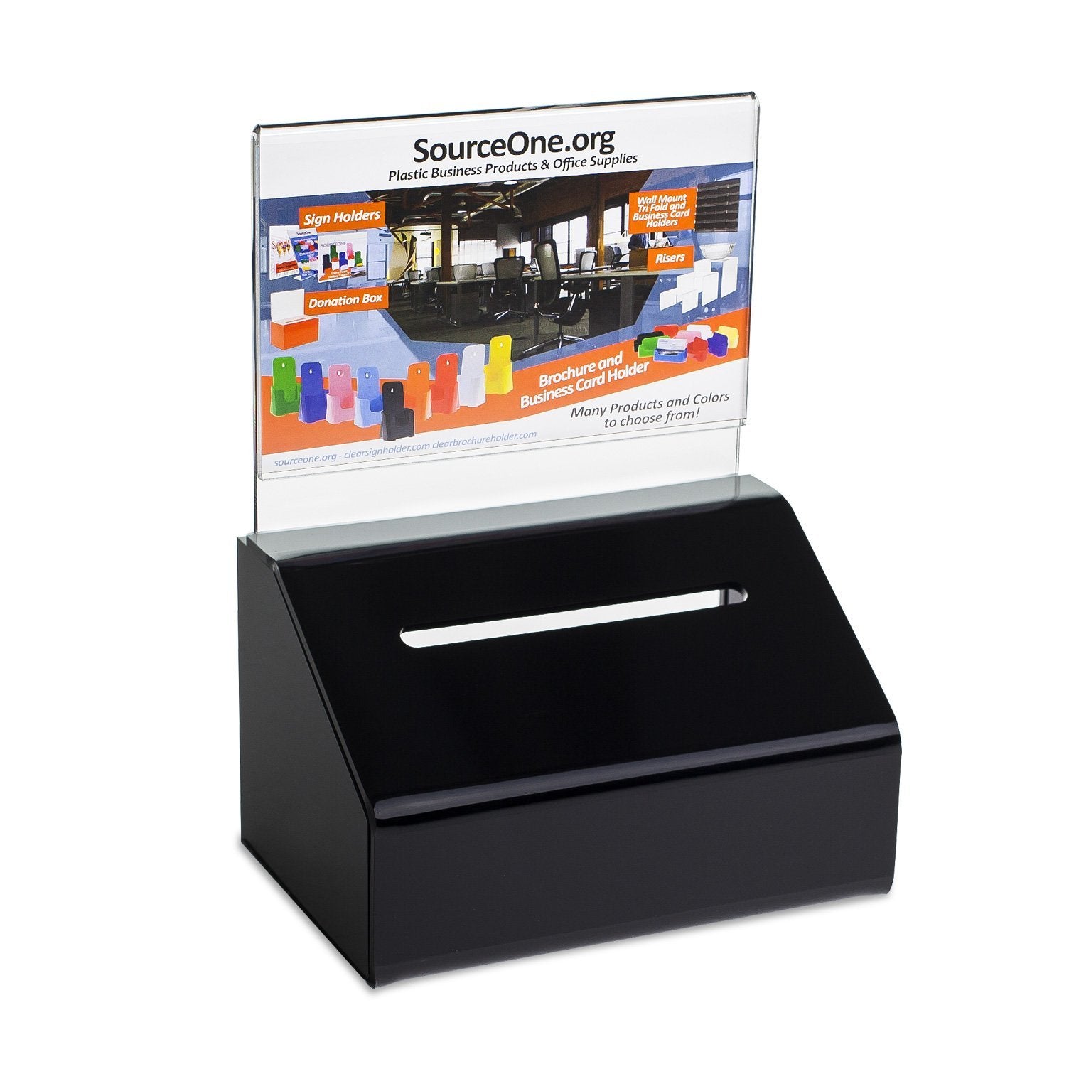 Sourceone.Org Acrylic Heavy Duty Donation/Ballot Box With Lock And Sign Holder