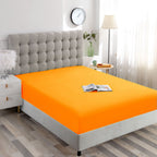 Ghooss Fitted Sheet Orange-Full Size Fitted Sheet Only-Fitted Deep Pocket Sheet-Soft Wrinkle Free Sheet-1 Pack(Orange,Full)