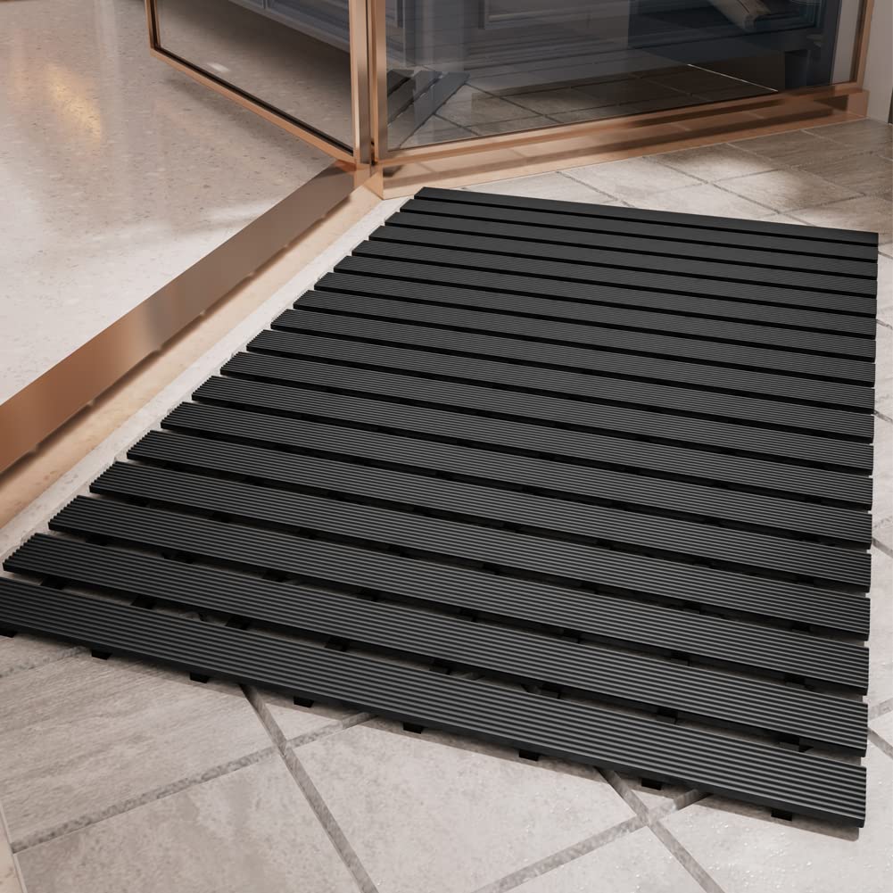 PADOOR Shower-Mat Non Slip, Heavy Duty Bathtub-Mat Curlable Quick Drain Sturdy Bath Tub Mat Without Suction Cups for Indoor Outd