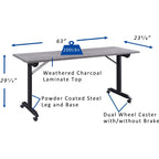 Lorell, LLR60736, Mobile Folding Training Table, 1 Each