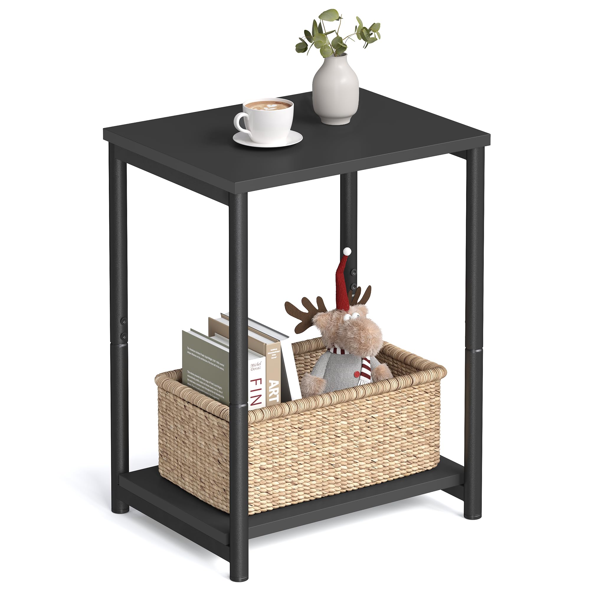 VASAGLE Side Table, Small End Table, Nightstand for Living Room, Bedroom, Office, Bathroom, Black ULET271B16