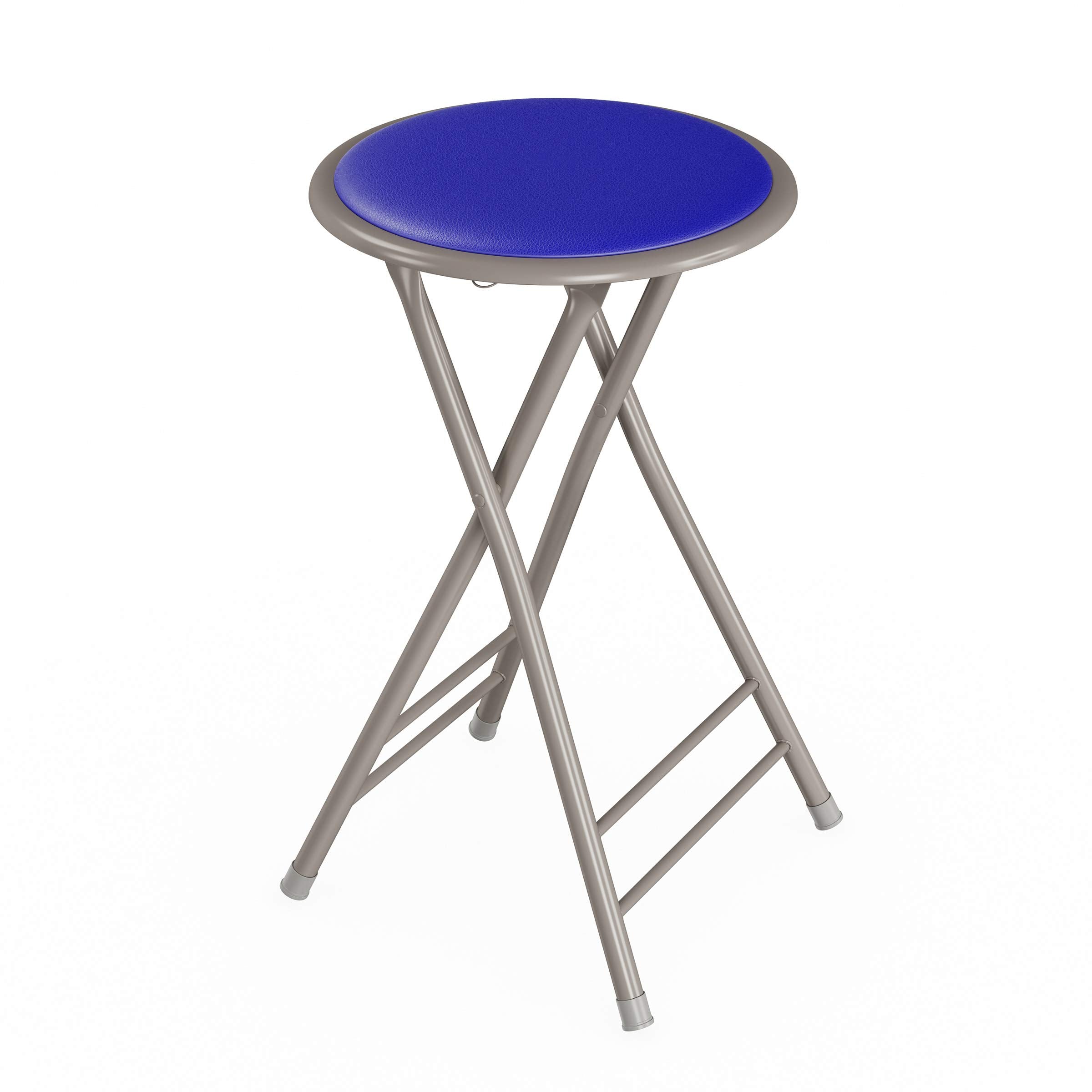 Lavish Home Folding Stool - Backless 24-Inch Stool With 225Lb Capacity For Kitchen Or Rec Room - Portable Indoor Counter Bar Stools (Blue)