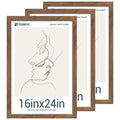 TENIBYC 16x24 Poster Frame 3 Pack - Brown Walnut, Natural Solid Wood Picture Frame, Wall Gallery Frame
