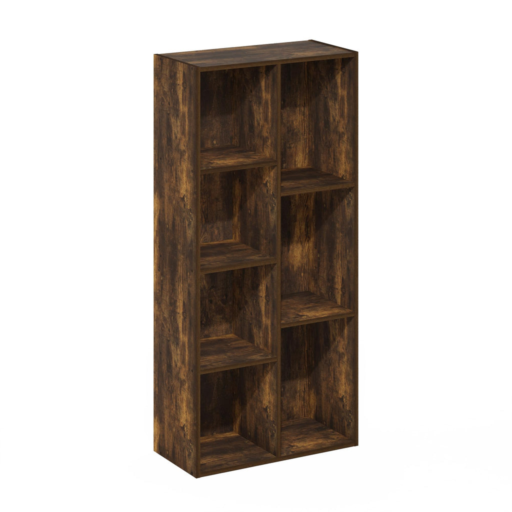 Furinno Luder 7-Cube Reversible Open Shelf, Amber Pine