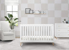 Delta Children Essex 4-In-1 Convertible Baby Crib, Bianca White With Natural Legs