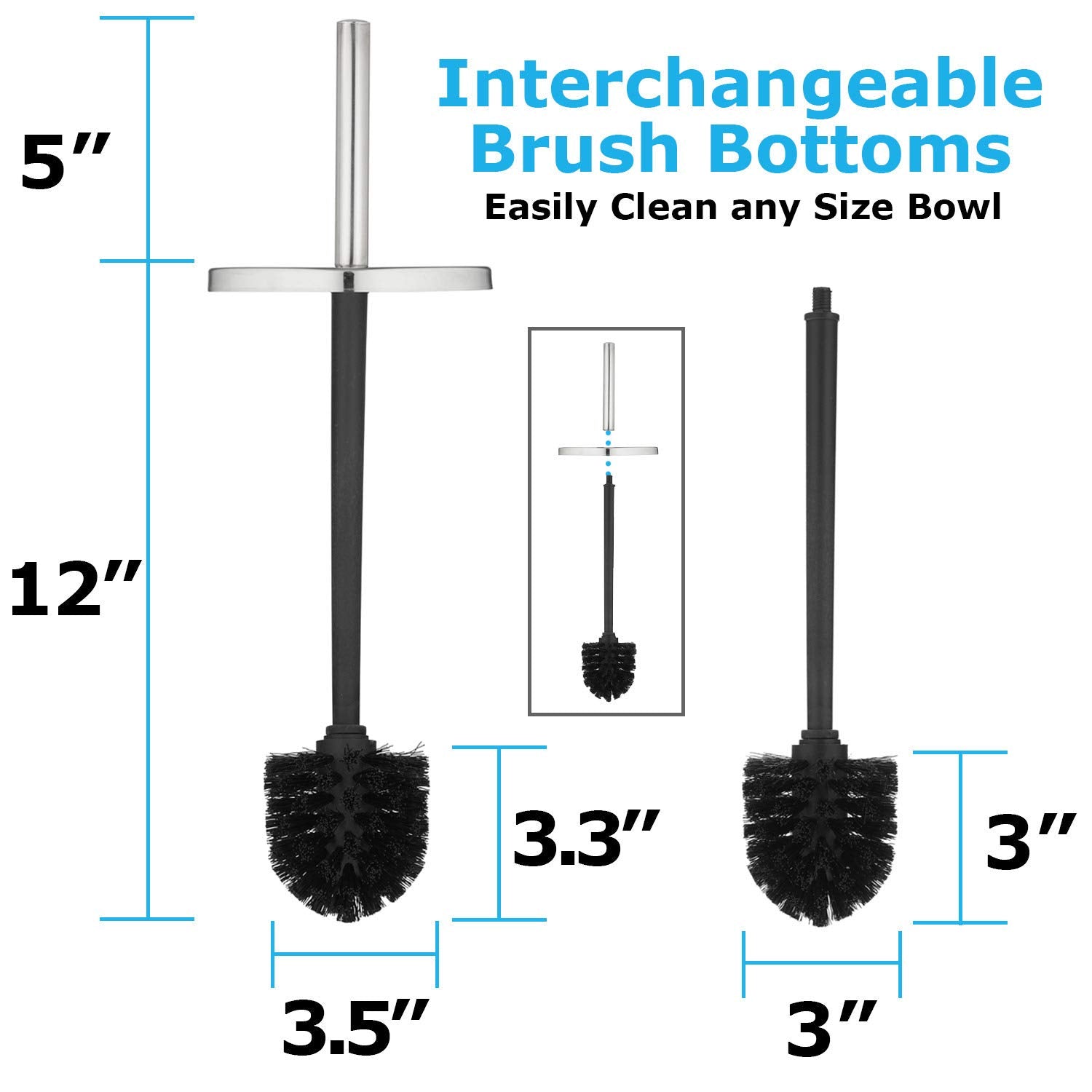 Blue Donuts Toilet Brush And Plunger Set With Holder, Modern Chrome Bathroom Accessories Toilet Plunger And Toilet Bowl Brush Co
