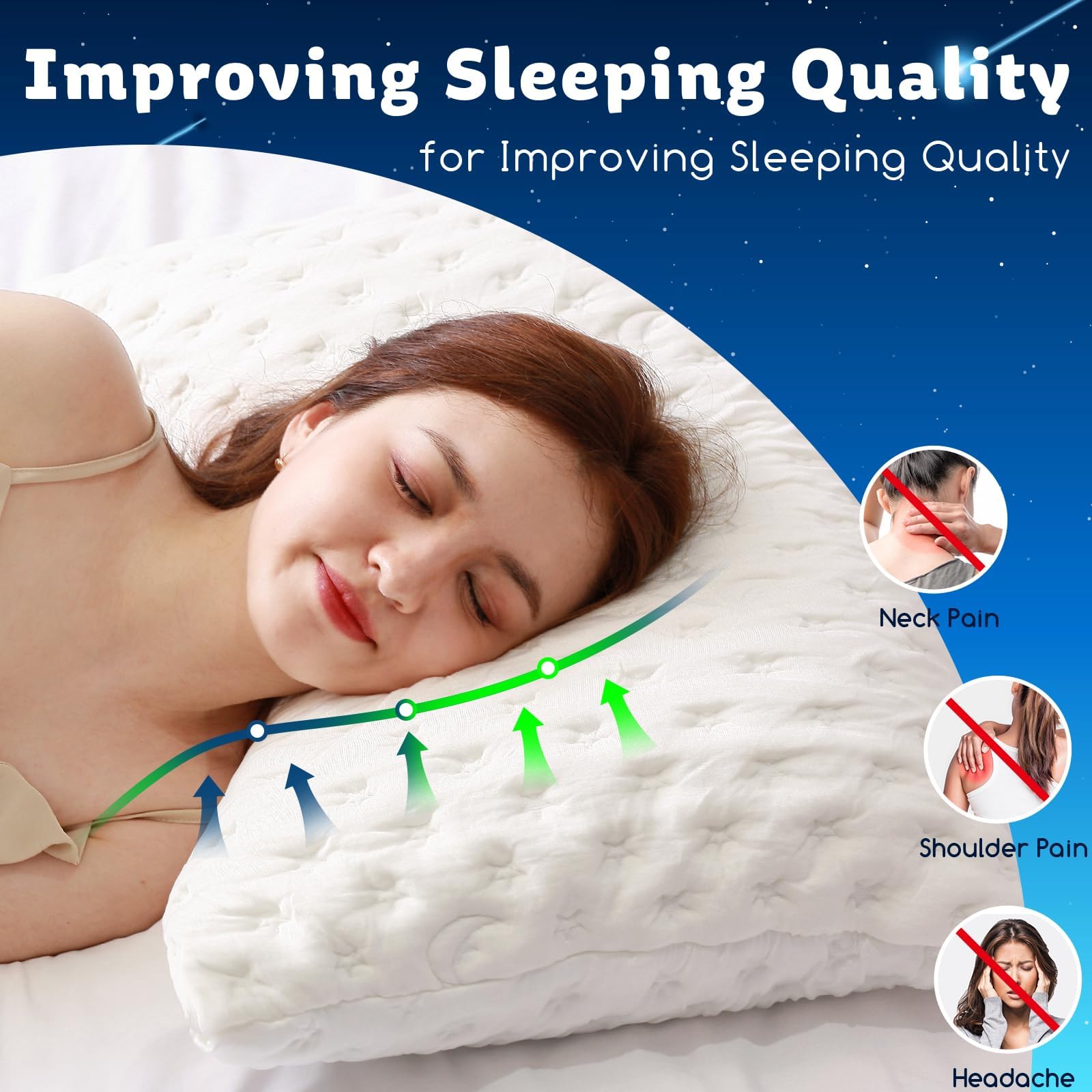 KUCEY Cooling Side Sleeper Pillow, Firm Shredded Memory Foam, King Size, Original White, Adjustable for Neck & Shoulder Pain Relief