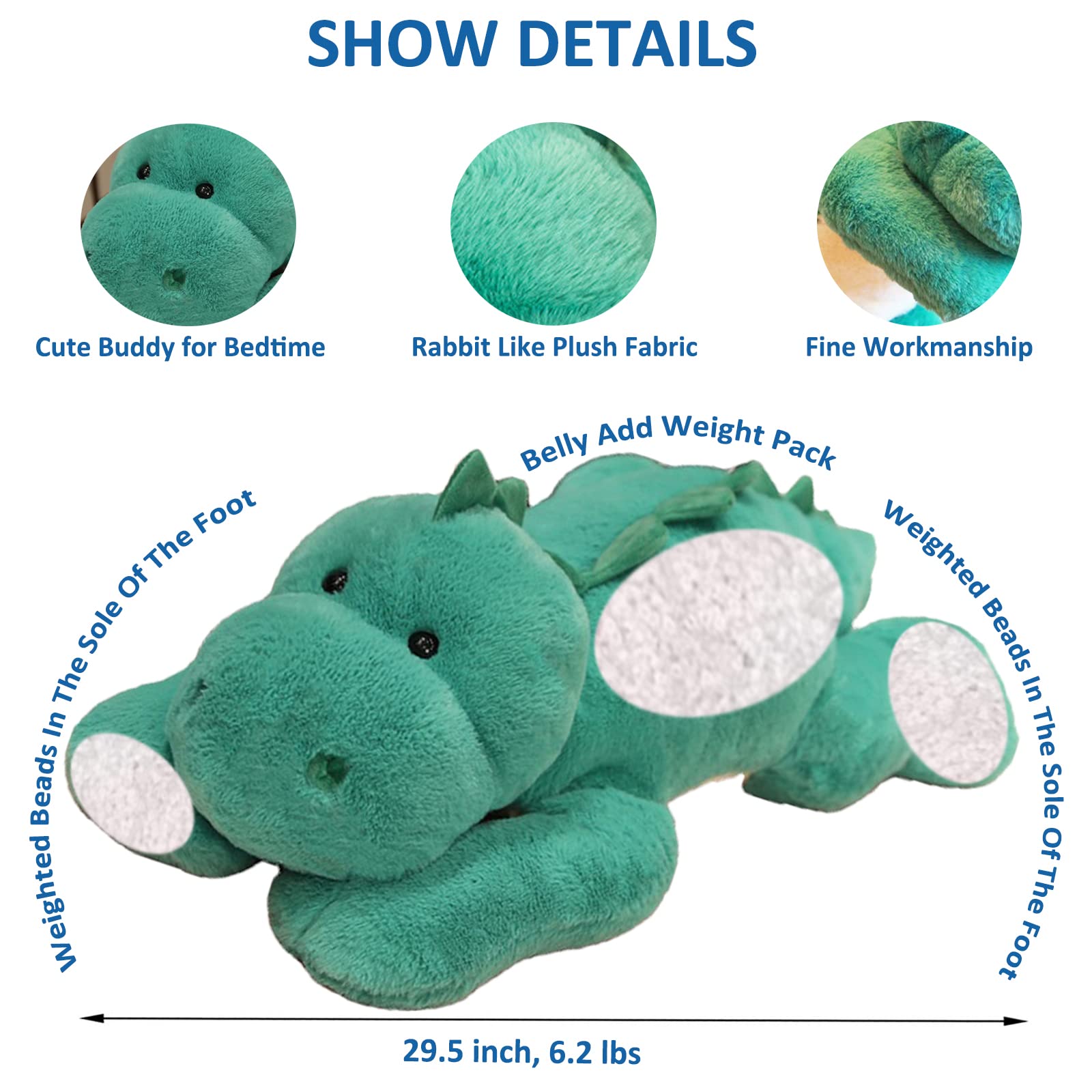 Ronivia Weighted Stuffed Animals, 29.5' 6.2Lbs Weighted Dinosaur Plush Cute Dinosaur Stuffed Animal Dinosaur Weighted Plush Ani