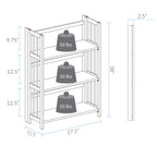 Casual Home 3-Shelf Folding Stackable Bookcase (27.5" Wide)-Walnut