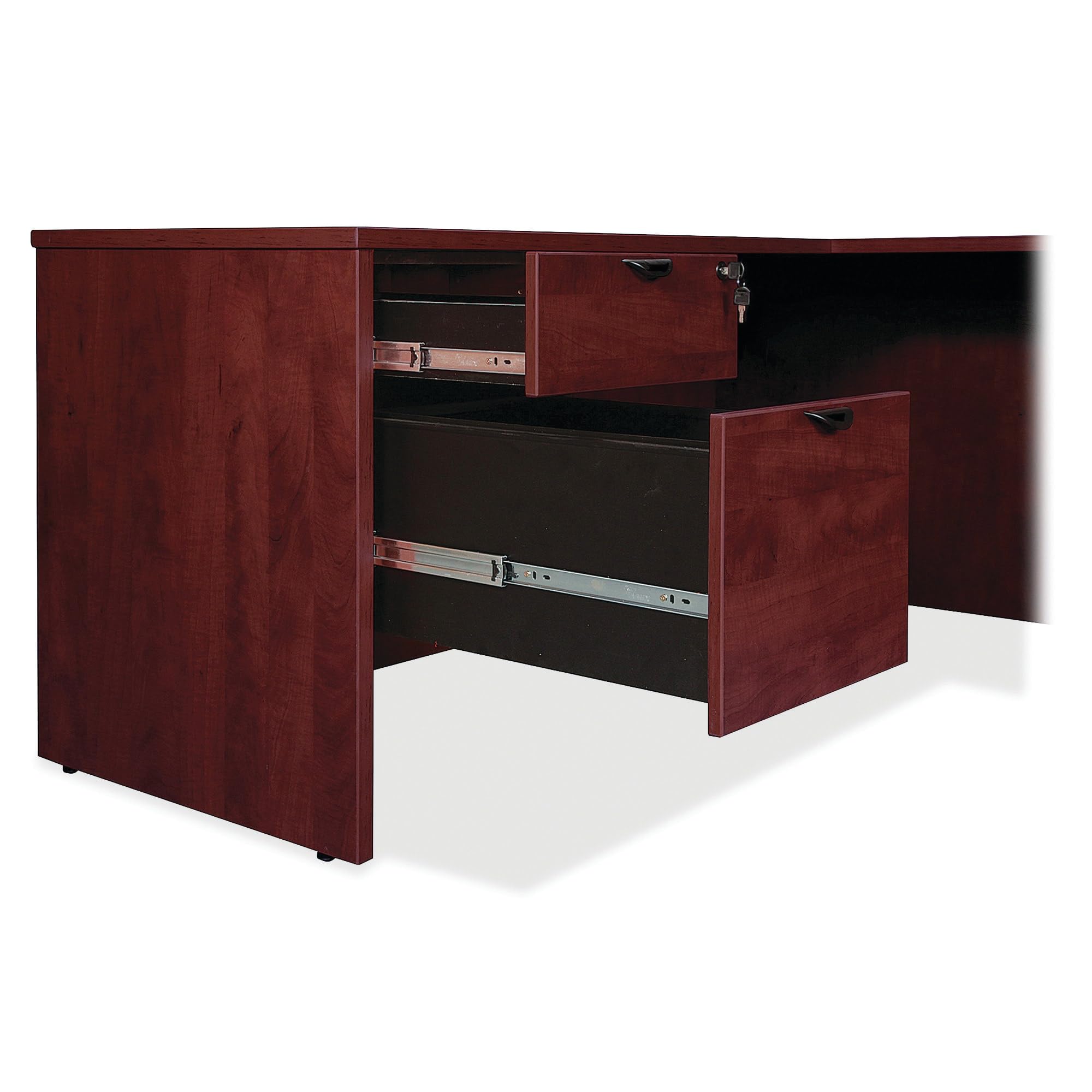 Lorell Prominence 2.0 Mahogany Laminate Left-Pedestal Credenza