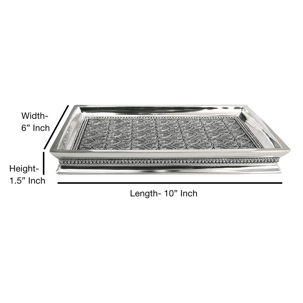 Nu Steel Beaded Heart Resin Storage Organizer Tray For Bathroom Vanity Countertops, Closets, Dressers - Holder For Watches, Earr
