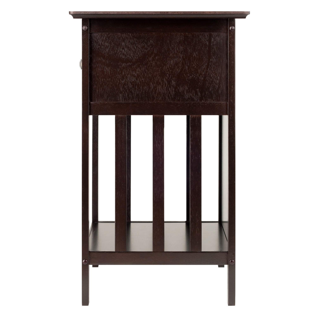 Ergode Claire Curved Nightstand - White | Versatile Bedroom Accent Table | Pull-Out Drawer & Bottom Shelf | (23117-VV)