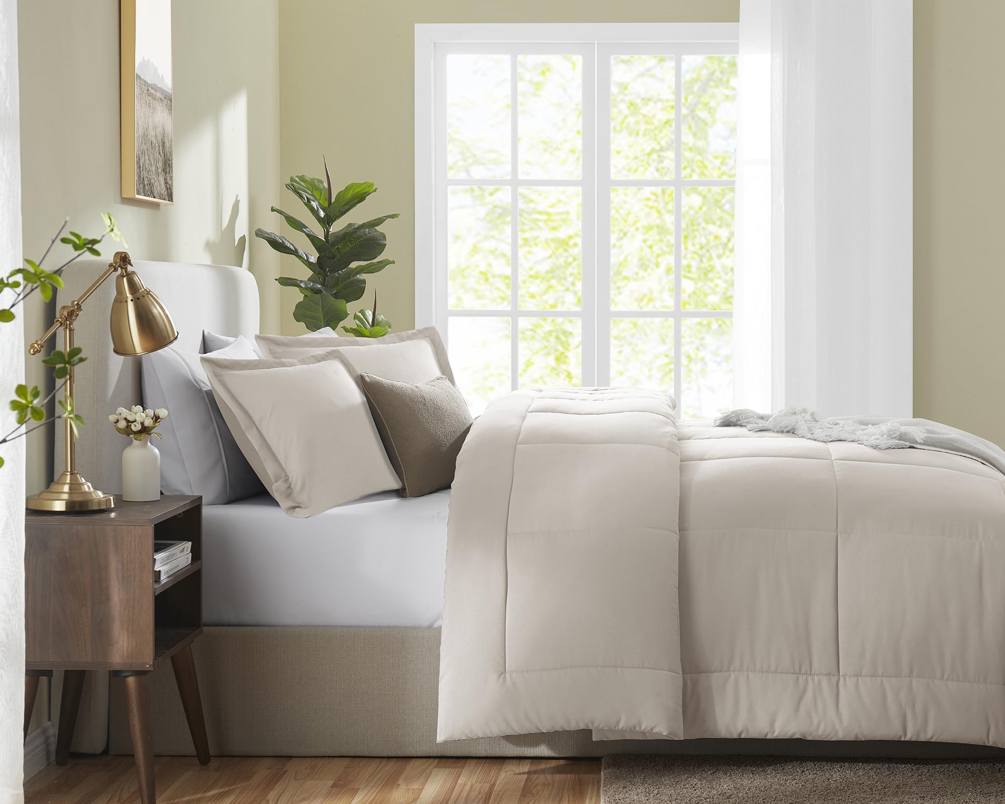 Cozylux King Size Comforter Sets - Beige Comforter King Size, 3 Pieces Box Stitched Soft Lightweight Bed Set, All Season Bedding Sets With 1 Down Alternative Comforter And 2 Pillow Shams