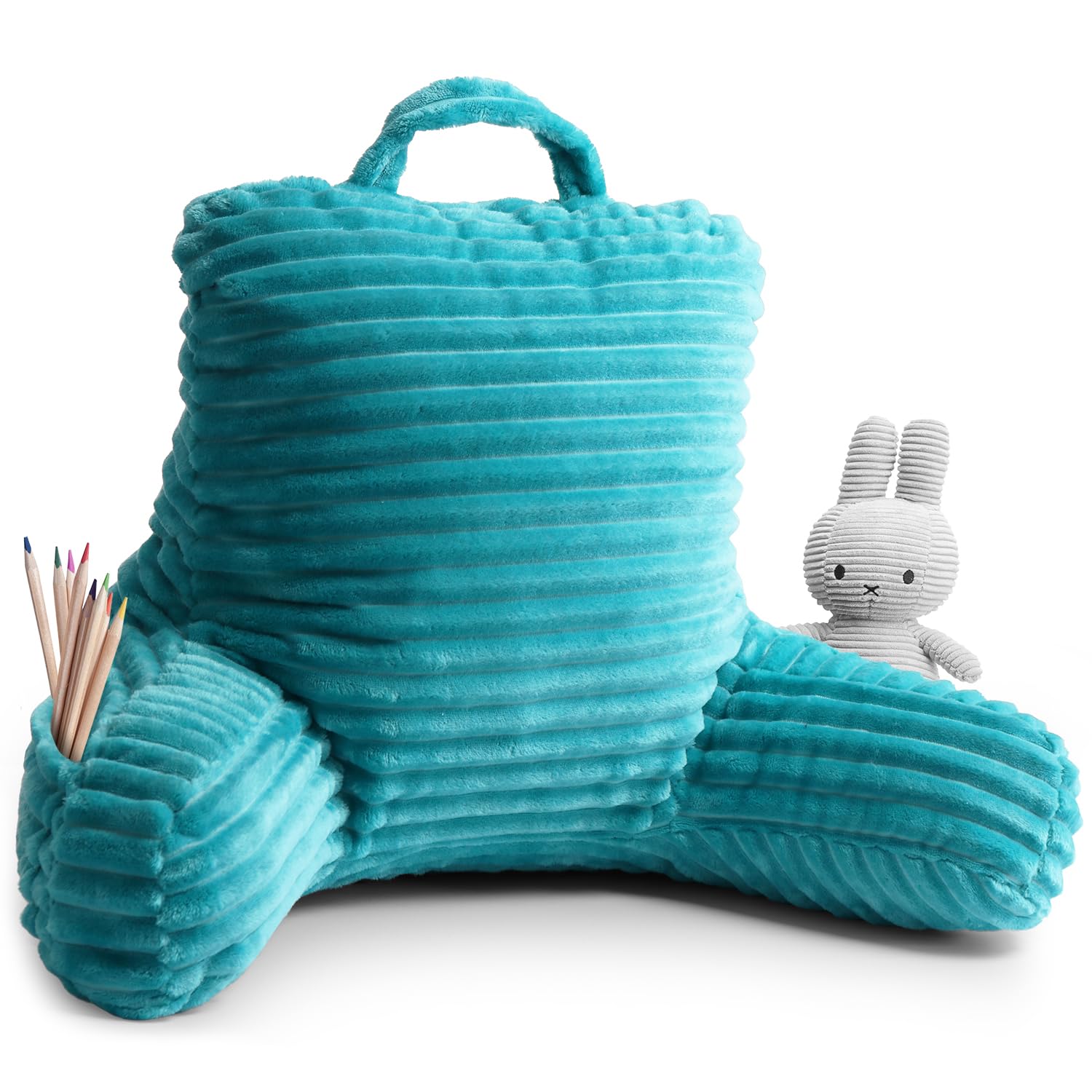 Clara Clark Reading Pillow For Kids - Back Pillow For Sitting In Bed, Plush Bed Pillows For Sitting Up In Bed, Teal Kids Reading