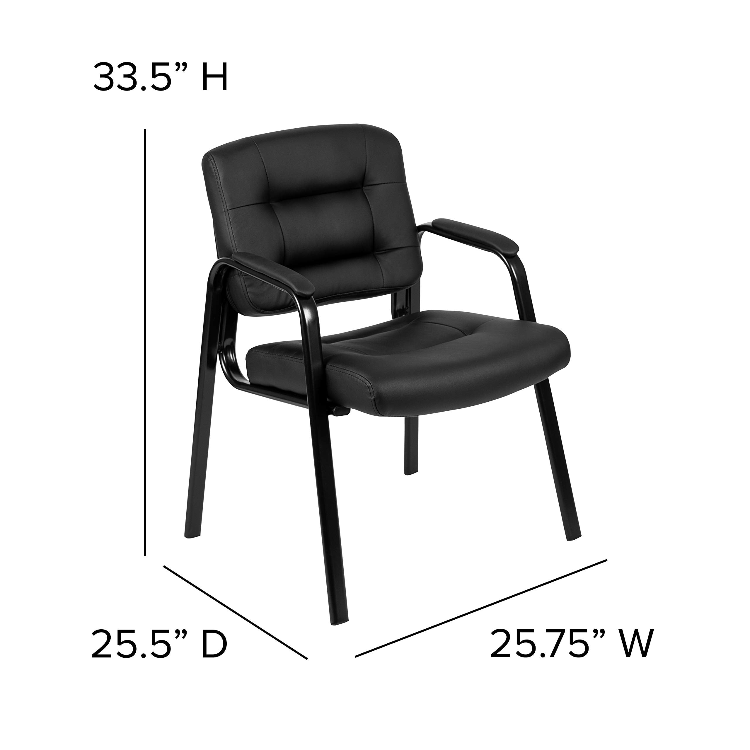 Flash Furniture Darwin Flash Fundamentals Leathersoft Executive Reception Chair, Modern Tufted Lounge Chair For Living Room Or Office, Black