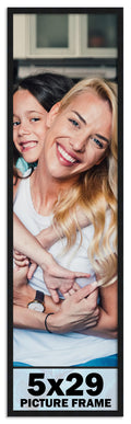 CountryArtHouse 5x29 Frame Black Solid Pine Wood Picture Frame Includes UV Acrylic Plexiglass, Acid Free Foam Backing Board and 