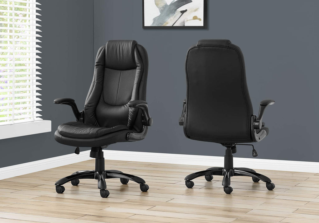 Set Of 2 Black Contemporary Upholstered Office Chairs 49"