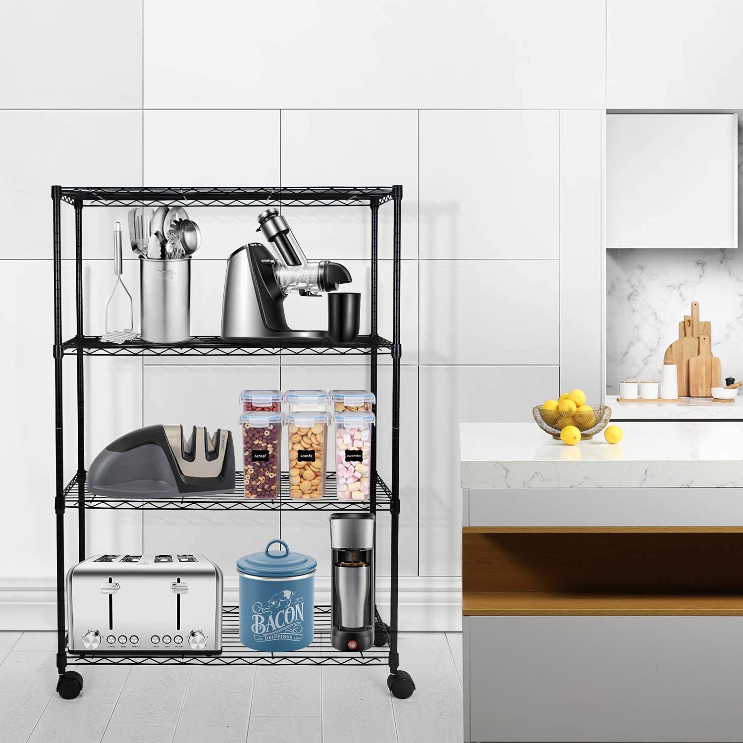 Simple Deluxe Heavy Duty 4-Shelf Storage Shelving Unit, 36' D X 14' W X 55.91' H Steel Organizer Wire Rack 1000Lb Capacity, Black, 2 Pack