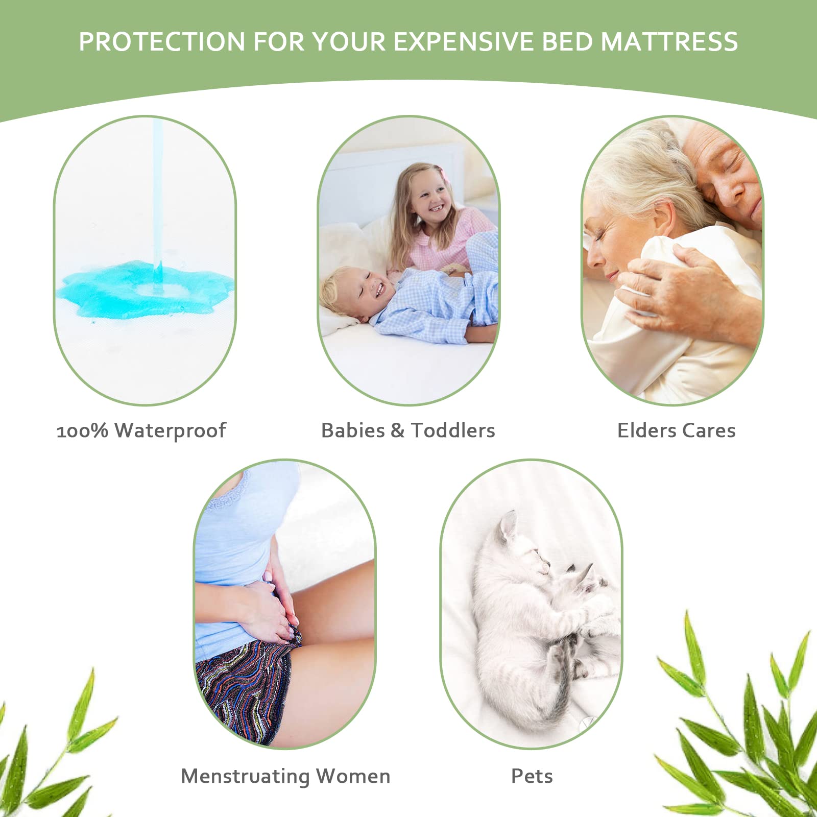 Twin Xl Mattress Protector Waterproof, Viscose Made From Bamboo Cooling Jersey Extra Long Twin Size, Skin Friendly And Breathable Mattress Pad Cover With 14' Deep Pocket