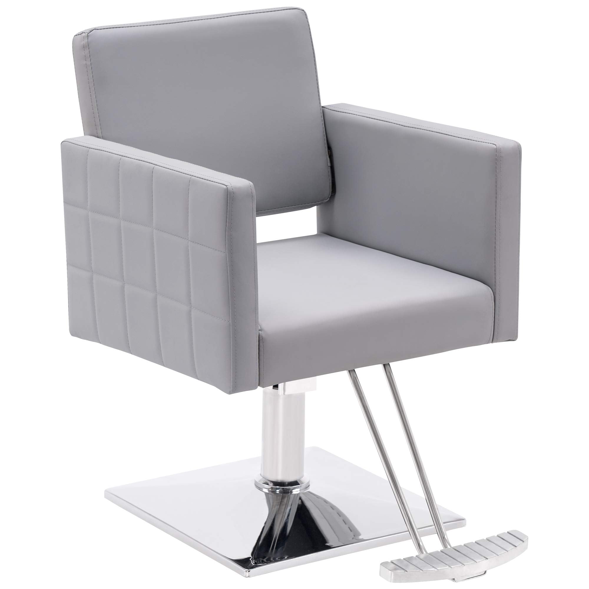 BarberPub Salon Chair for Hair Stylist,Hydraulic Barber Styling Chair, Beauty Spa Equipment 8821 (Grey)
