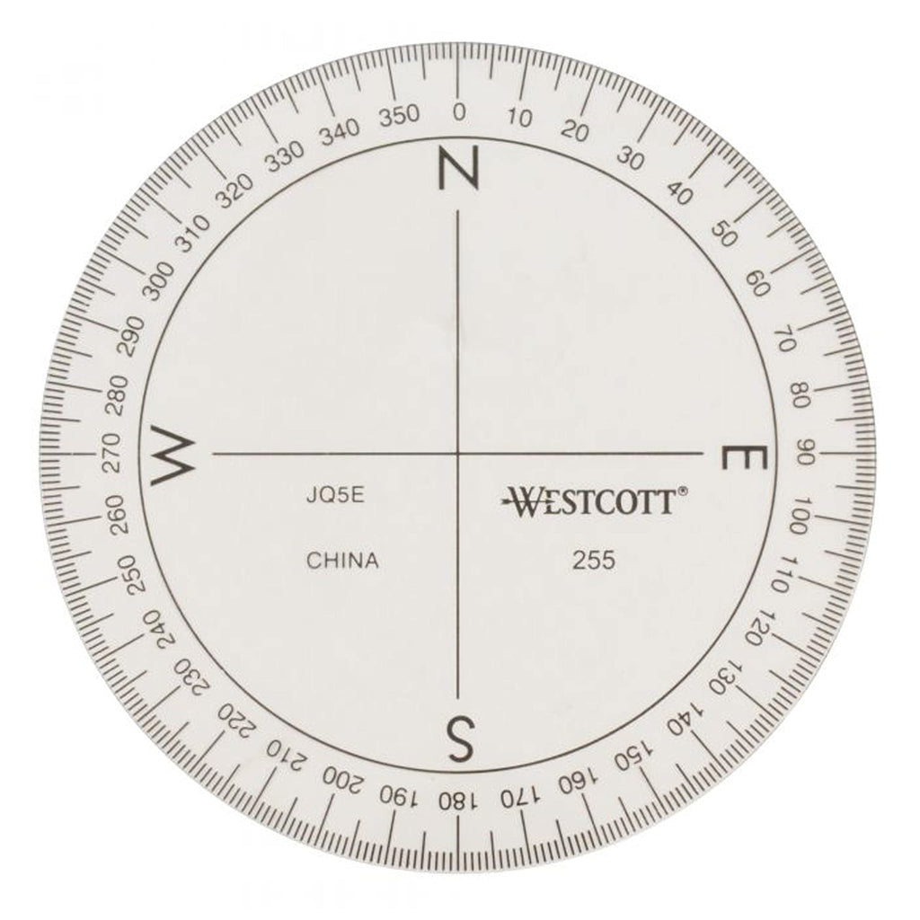 Westcott 360-Degree Protractor Compass For Drawing And Drafting, Clear, 3.5 In
