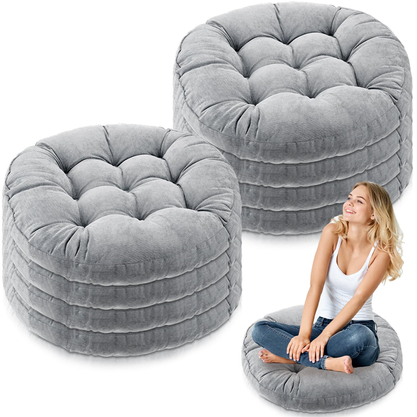 Jerify 8 Pcs Round Floor Pillows Cushions 22 x 22 Inch Large Flexible Seating Cushion Classroom Furniture Floor Pillow for Kids 