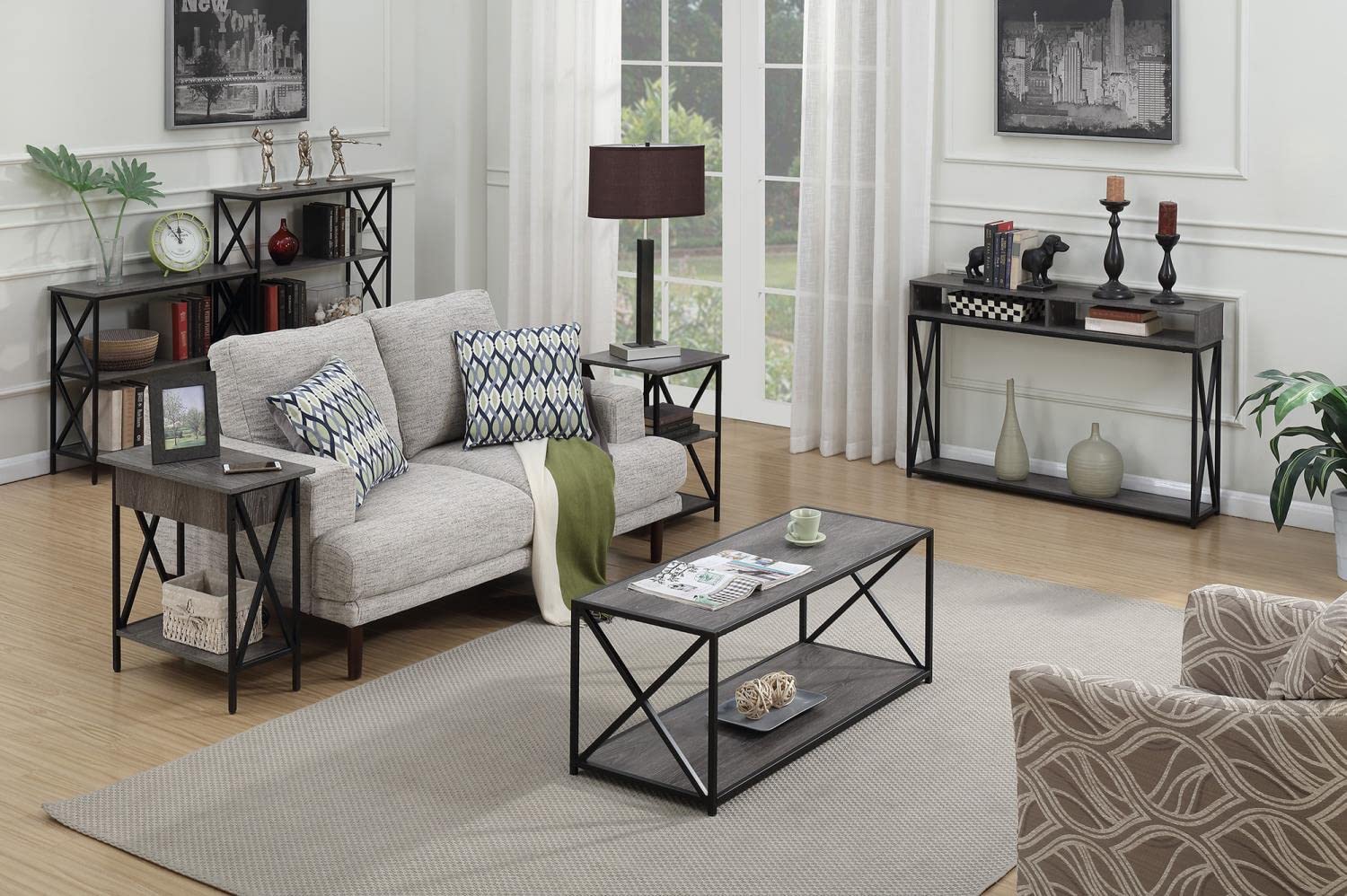 Convenience Concepts Tucson Wedge End Table, Weathered Gray / Black