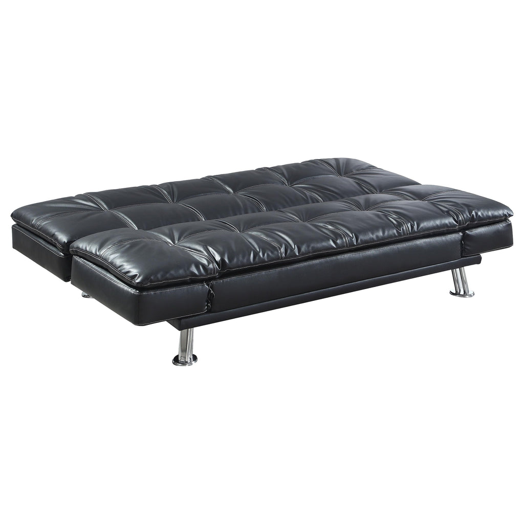 Coaster Home Furnishings Dilleston Convertible Sofa Bed Faux Leather Black Adjustable Armrests 300281