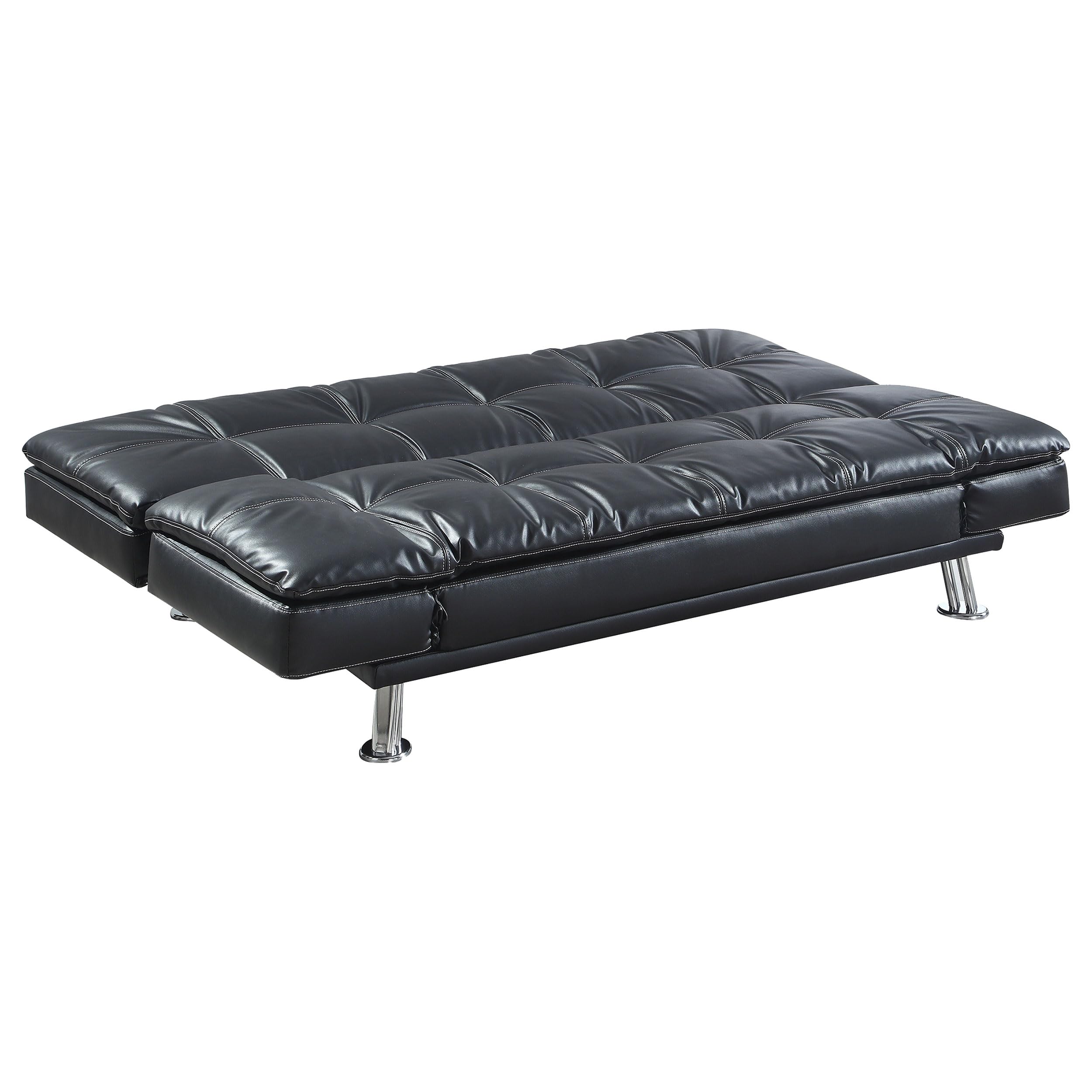 Coaster Home Furnishings Dilleston Convertible Sofa Bed Faux Leather Black Adjustable Armrests 300281