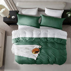 Nestl Dark Green Duvet Cover Full Size - Soft Prewashed Full Size Duvet Cover Set, 3 Piece, With Zipper Closure, 1 Duvet Cover 80X90 Inches And 2 Pillow Shams - No Comforter