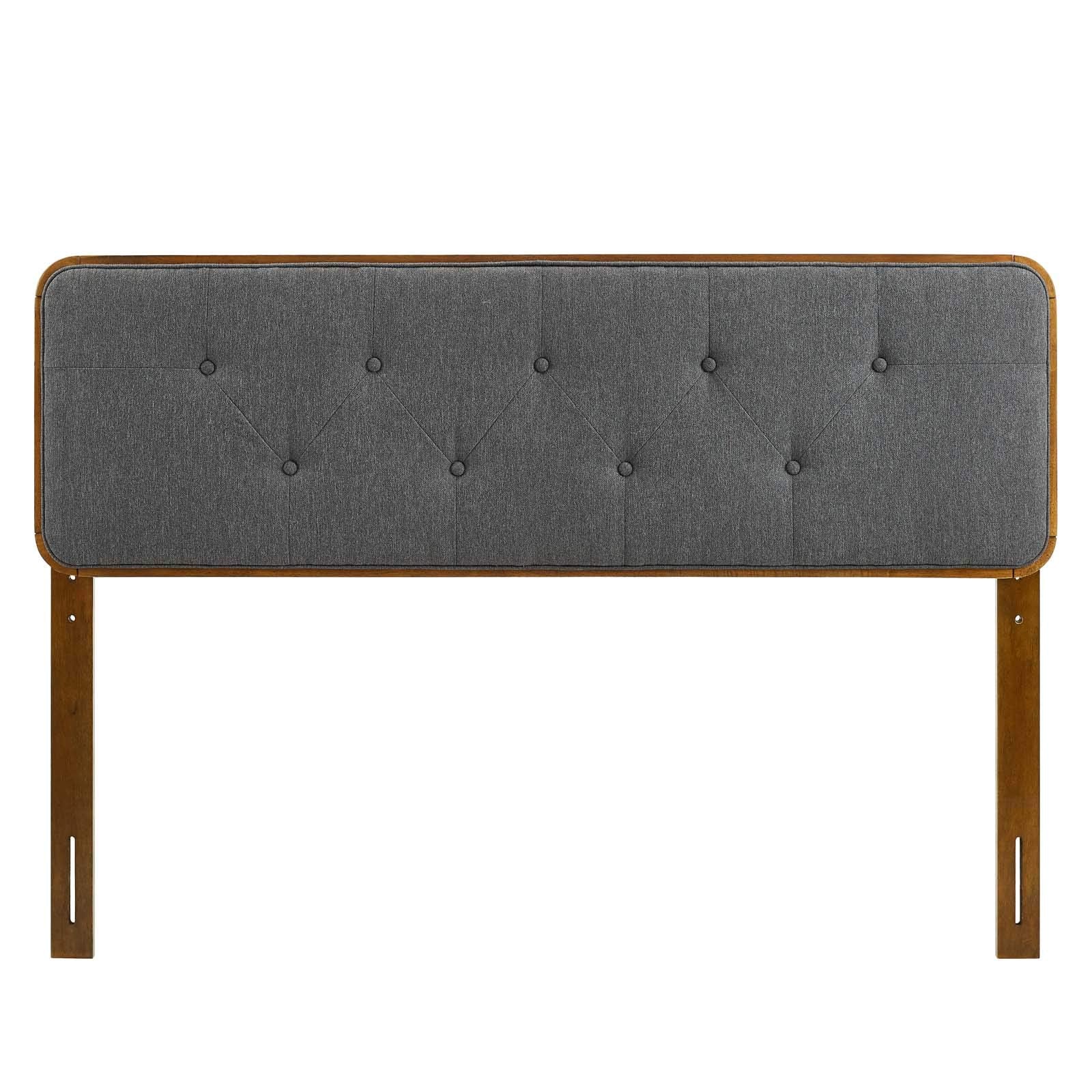 Modway Mod-6233-Wal-Cha Collins Tufted Full Fabric And Wood Headboard, Walnut Charcoal